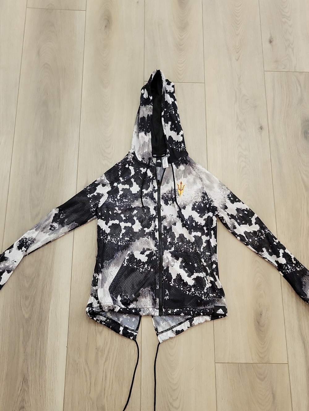 Women's Black & White Hooded Zip Jacket ASU Logo